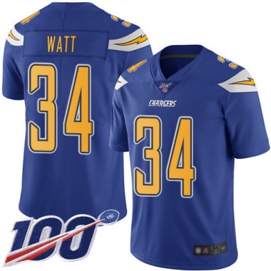 Los Angeles Chargers NFL Football Derek Watt Electric Blue Jersey Youth Limited #34 100th Season Rush Vapor Untouchable->youth nfl jersey->Youth Jersey
